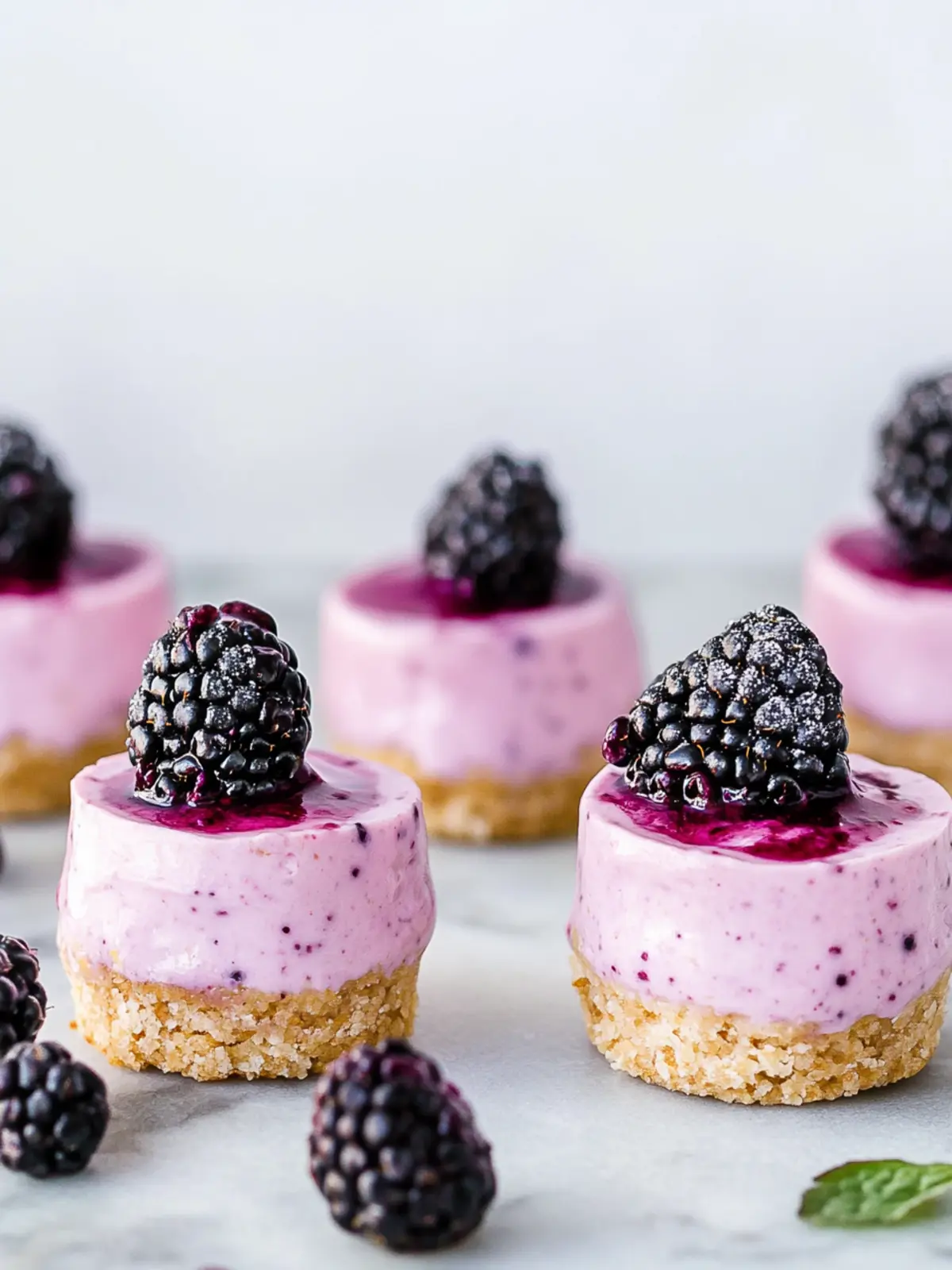 No Bake Mini Blackberry Cheesecakes