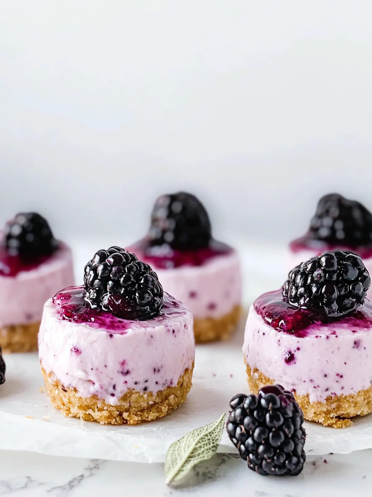 No Bake Mini Blackberry Cheesecakes