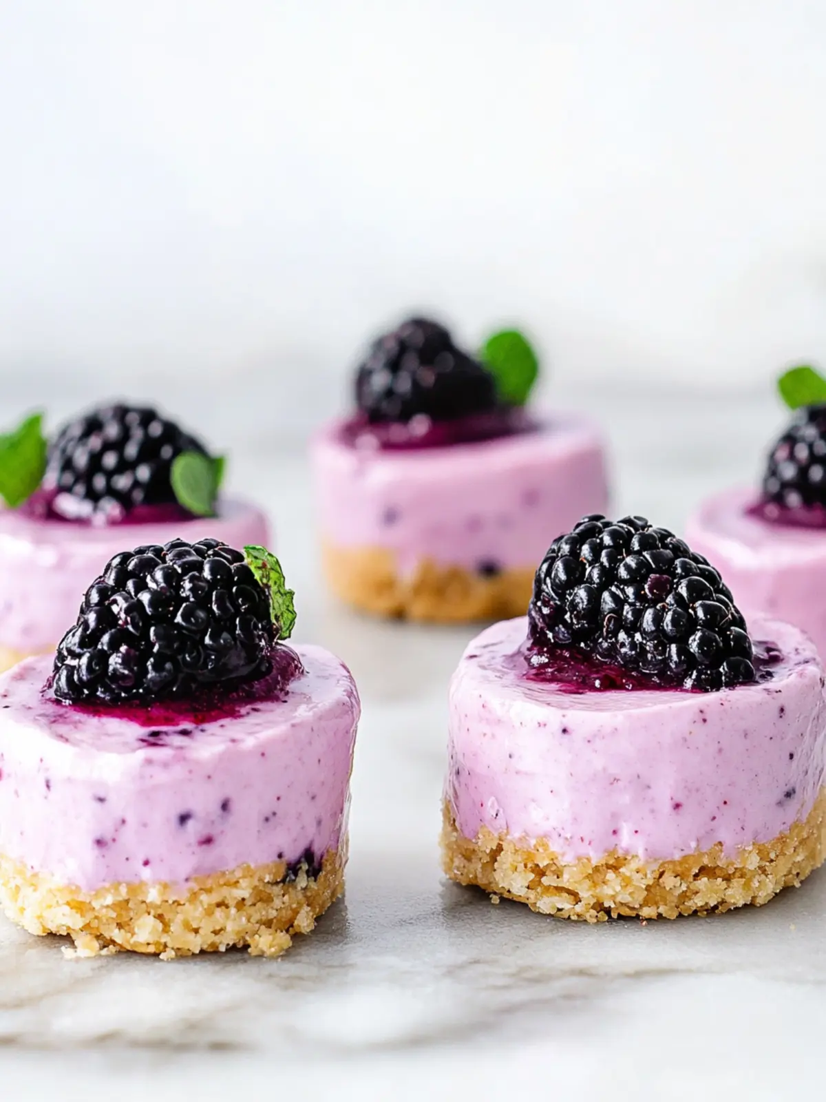 No Bake Mini Blackberry Cheesecakes