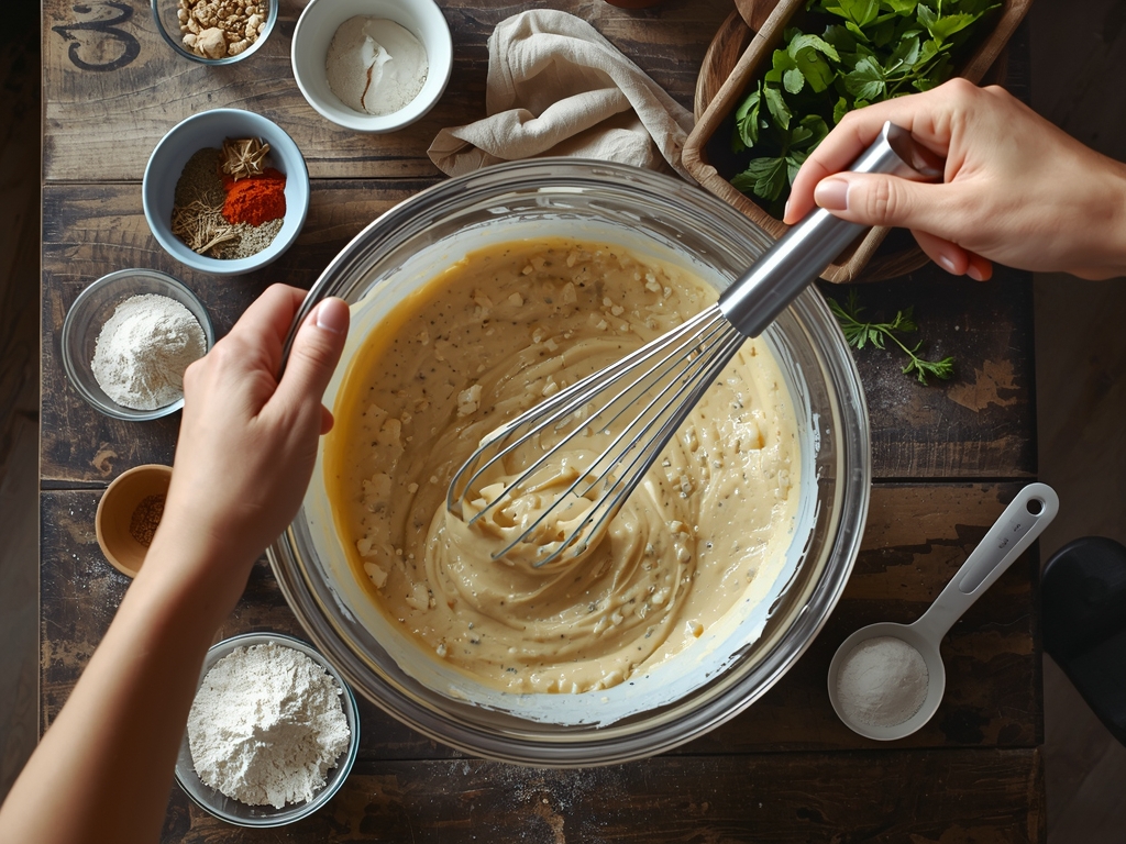 Soft Fluffy Vanilla Sponge Cake - Mixing batter in a