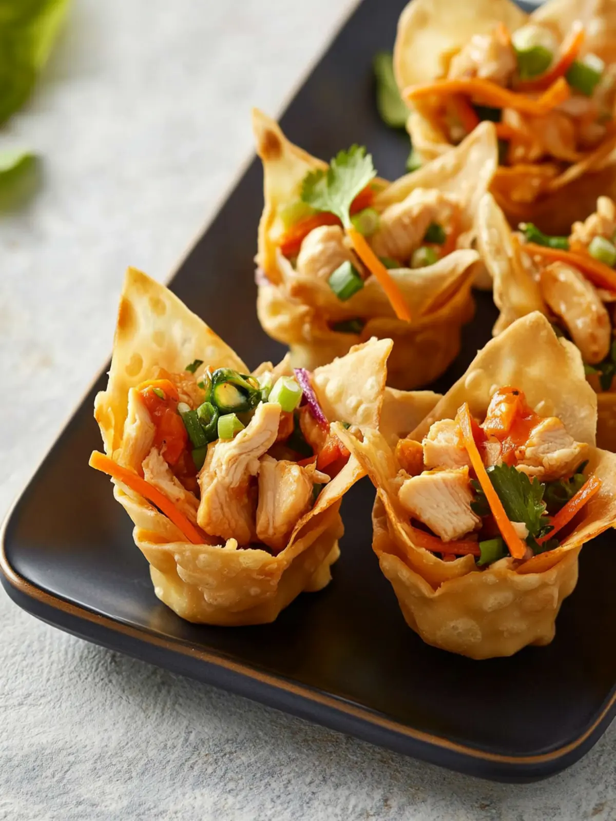 Asian Chicken Salad in Crispy Wonton Cups