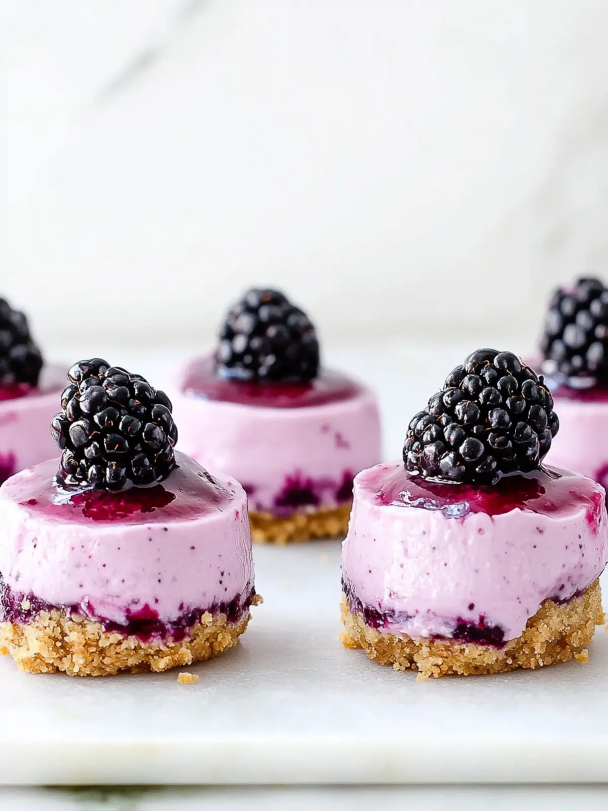 No Bake Mini Blackberry Cheesecakes