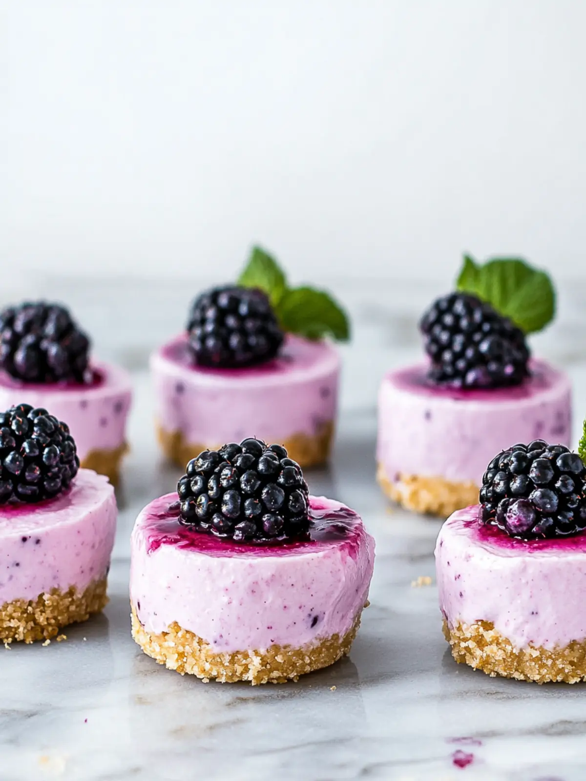 No Bake Mini Blackberry Cheesecakes