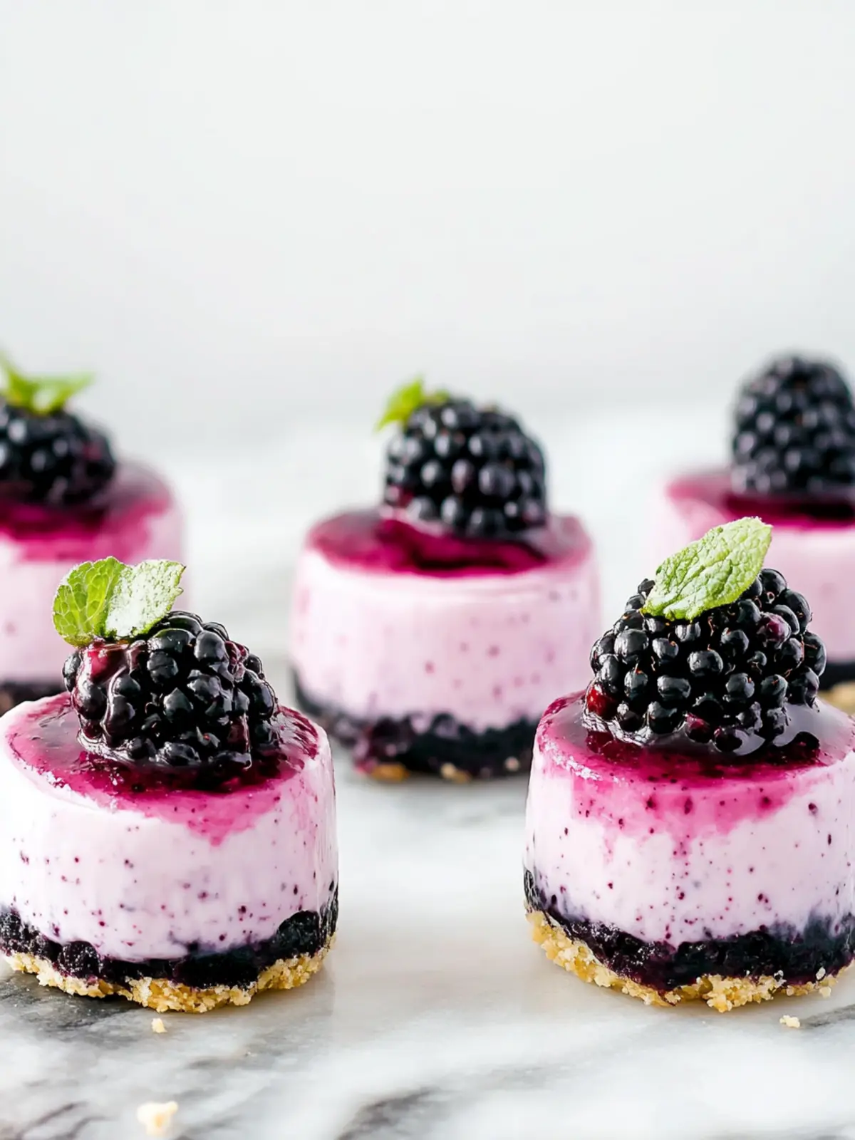 No Bake Mini Blackberry Cheesecakes