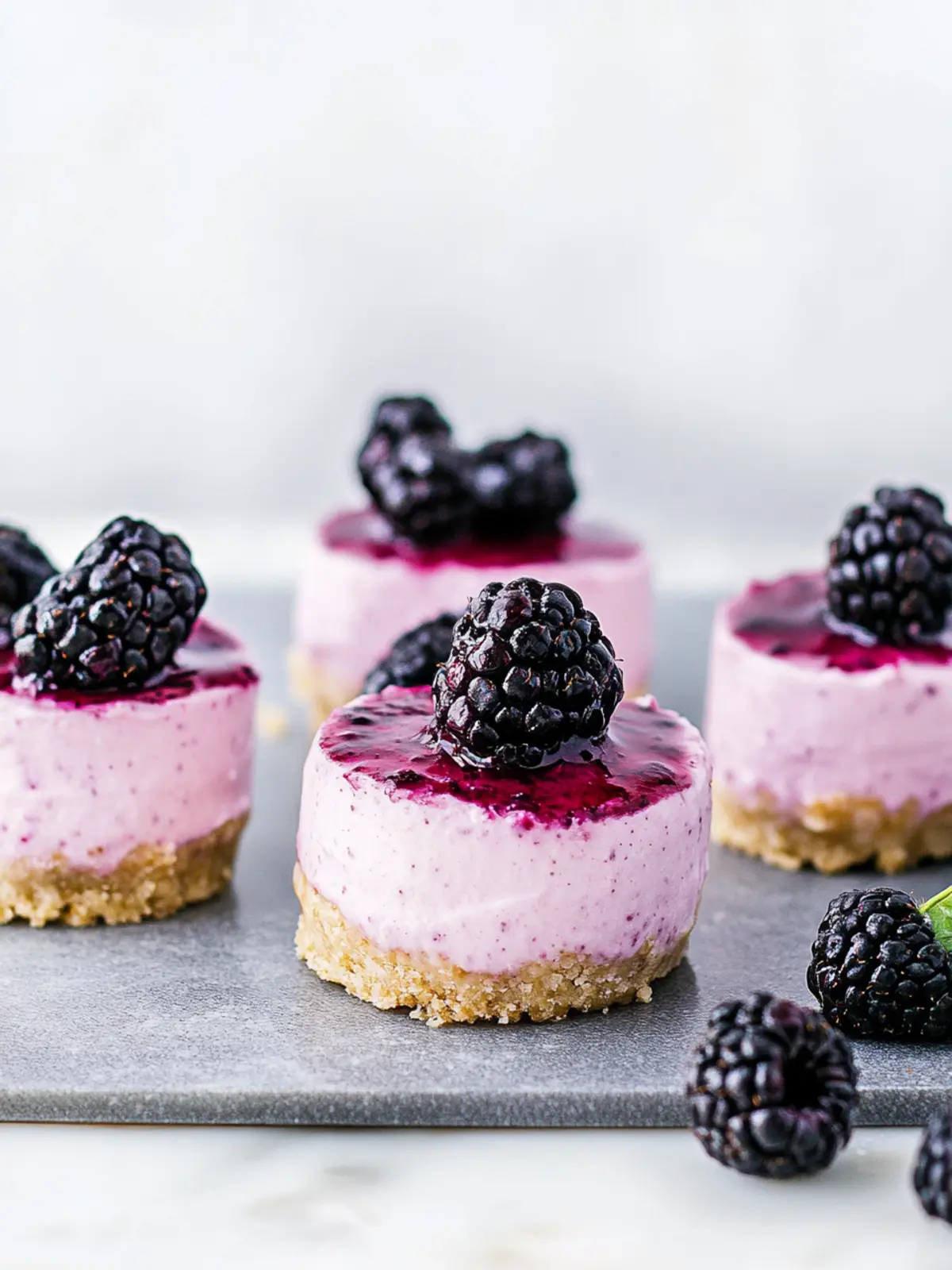 No Bake Mini Blackberry Cheesecakes