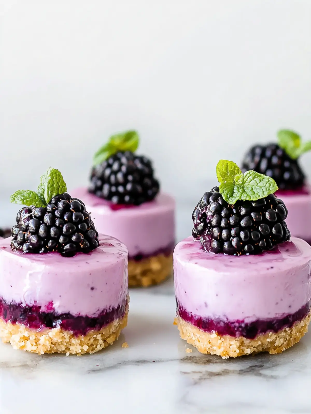 No Bake Mini Blackberry Cheesecakes