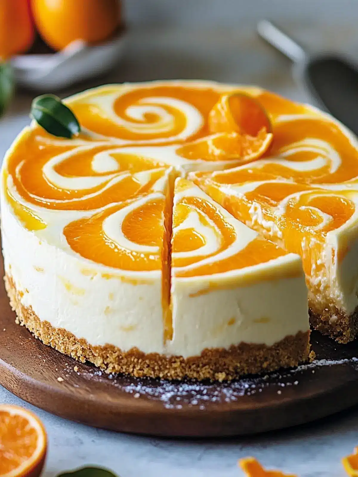 Refreshing Southern Pineapple Orange Swirl Cheesecake